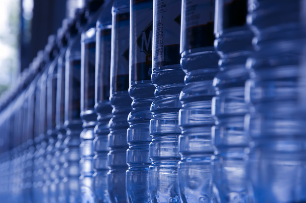 Row of water bottles